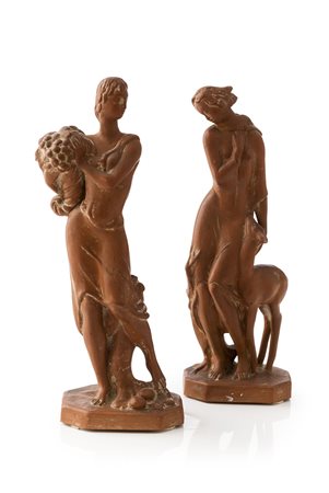 UGO ZACCAGNINI, Pistoia 1868 - 1937, Donna con daino 1930 ca, , Donna con...