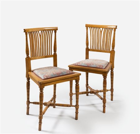 GINO COPPEDE' , Firenze 1866 - Roma 1927, Due poltroncine a pozzetto quattro...