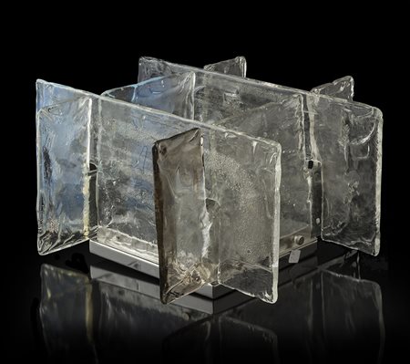 LAMPADA GINO MAZZEGA, da tavolo in vetro con piani lievemente ondulati , ad...