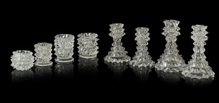 QUATTRO CANDELIERI MURANO BAROVIER & TOSO, In vetro a rostrato anni '40, Due...