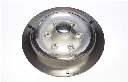 Luigi Caccia Dominioni ( 1913) Lampada da plafone a sei luci in metallo...