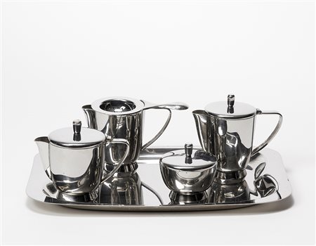 Gio Ponti (Milano 1891 - 1979) Servizio da tè e caffé in lega metallica...