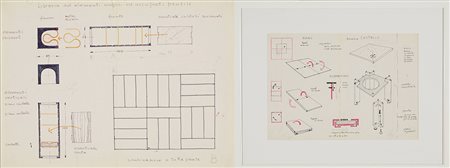Joe Colombo (Milano 1930 -Milano 1971) Lotto di due disegni di arredi,...