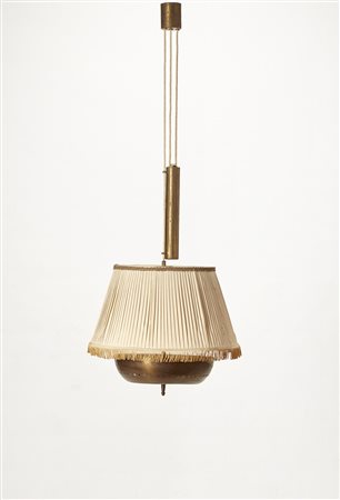 Gino Sarfatti (attribuito) Lampada a saliscendi con struttura in ottone,...