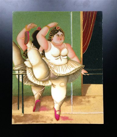 Opera artigianale di arredo "Omaggio a Botero" - Smalti e inserti in filo di...