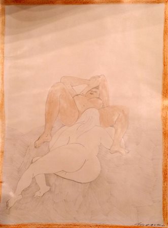 Ezio Gribaudo "s.tit." china e acquerello su carta - dim. foglio cm 32x24 -...