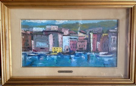 Laura Albertini "Camogli" - 1972 - olio su tavola - cm. 20x40 - opera...