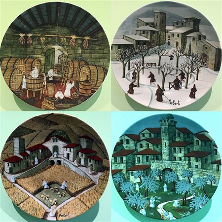 Norberto Proietti "Le quattro stagioni" - Lotto composto da n° 4 piatti di...