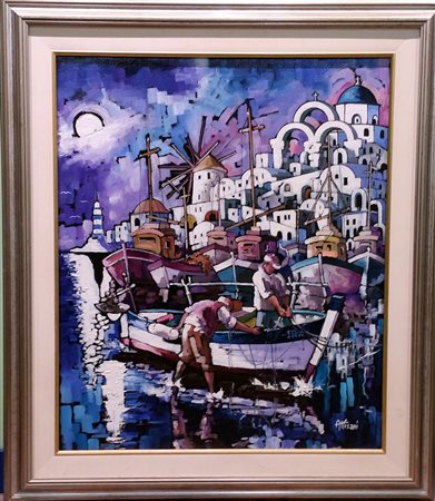 Sergio Attisani "Marina" - olio su tela - cm 70x50 -Firma in basso a dx -...