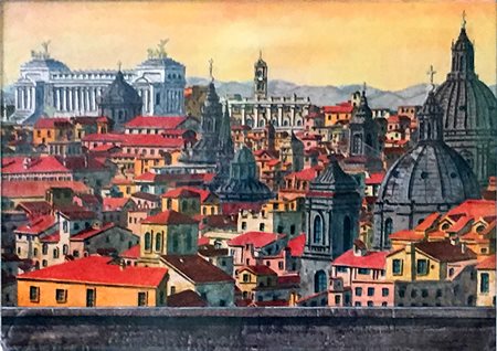 Tonino Caputo "Altare e campidoglio" - Olio su tela - cm 50x70 - Firma in...