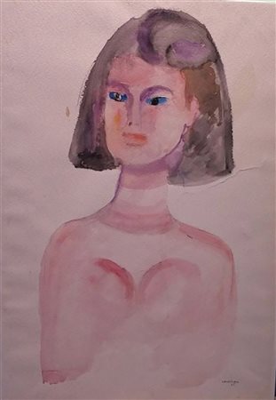 Bruno Cassinari "Figura femminile" - Acquerello e china su carta intelata -...