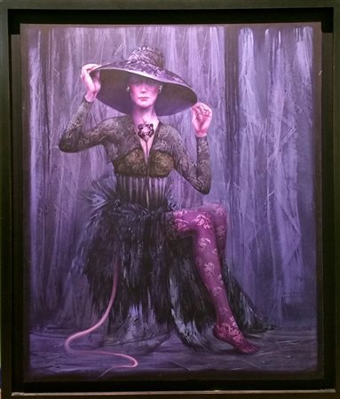 Davide De Agostini "Entreneuse" - Olio su tela - cm 100 x120 - Autentica...