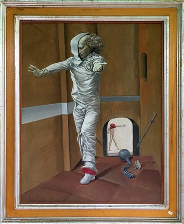 Antonio La Barbera "Ritratto di uomo con maschera" 1978 - Olio su tela - cm...