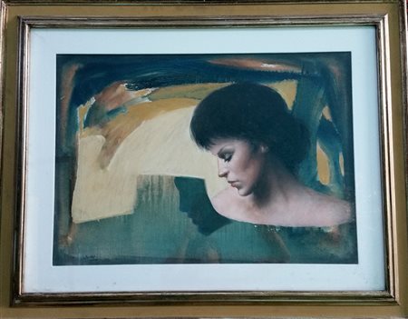 Mario Russo "Testa di donna" 1982 - Olio su tela - cm 50x70 - Firma in basso...