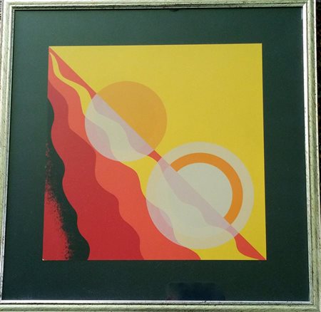 Nicolay Diulgheroff "Cerchi in equilibrio ondulato giallo-rosso" 1972 - Tav....