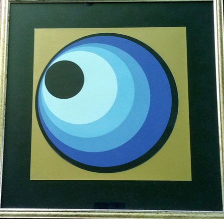 Nicolay Diulgheroff "Inscrizione circolare da progressione nero azzurra" 1972...