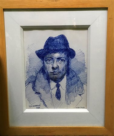 Nino Tirinnanzi "Autoritratto" 1966 - China su carta - cm 32x24 - Firma in...