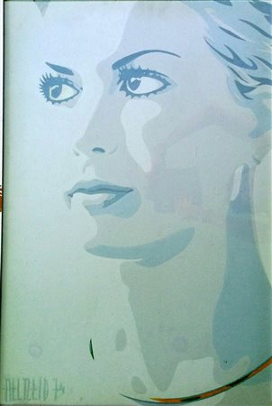 Guglielmo Meltzeid "Viso grigio" 1974 - Acrilico su tela - cm 75x50 - Firma...