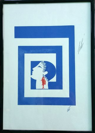 Roman De Tirtoff detto Erté "Bleu et rouge" 1967 - Serigrafia - Serigrafia 50...