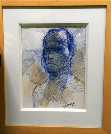 Nino Tirinnanzi "Autoritratto" 1966 - China su carta - cm 32x24 - Firma in...