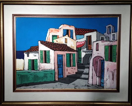 Morin "Villaggio" - Tecnica mista su tela - cm 53x73 - Firma in basso a sx -...