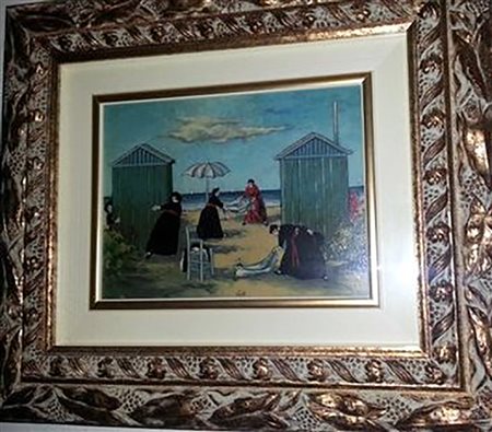 Nino Caffè "Dietro la cabina" - Olio su tavola - cm 20x30 - Autentica e...