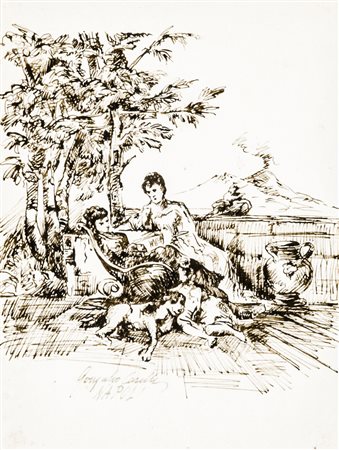GONSALVO CARELLI Napoli 1818 – 1900 La terrazza China su carta, 28,5 x 21 cm...