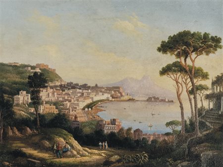DOMENICO AMMIRATO Napoli 1833 - 1891 Golfo di Napoli Olio su cartone, 33,5 x...