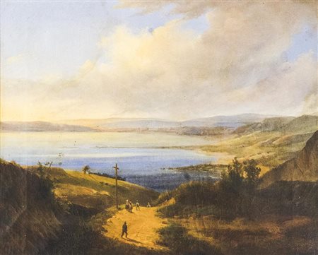 ANONIMO NAPOLETANO DEL XIX SECOLO Lago d’Averno Olio su tela, 44 x 53 cm...