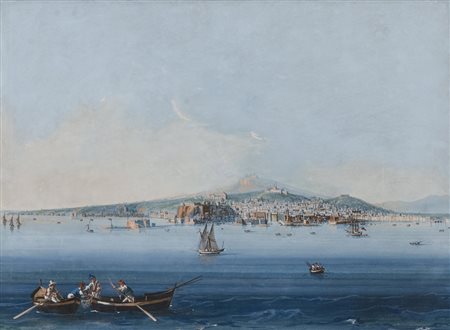 ANONIMO DELLA META’ DEL XIX SECOLO Veduta di Napoli dal mare Gouache su...