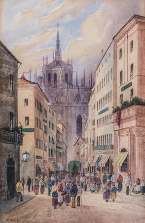 R. NEVILL La corsia dei servi a Milano, 1860 circa Acquerello su carta, 50 x...