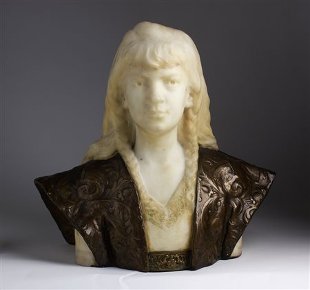 HENRI FRÉDÉRIC VARENNE Chantilly 1860 - 1933 Giovanna d’Arco Busto in marmo e...