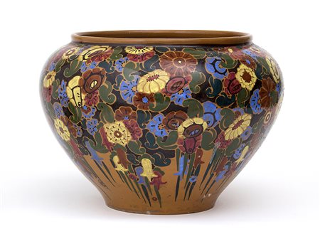 SALAMANDRA - PERUGIA Grande vaso decorato a motivi floreali, 1921 Ceramica...