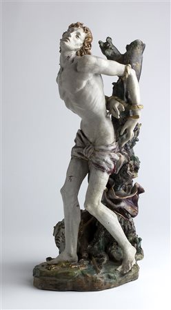 EUGENIO PATTARINO Firenze 1885 - 1971 San Sebastiano Ceramica smaltata, h...