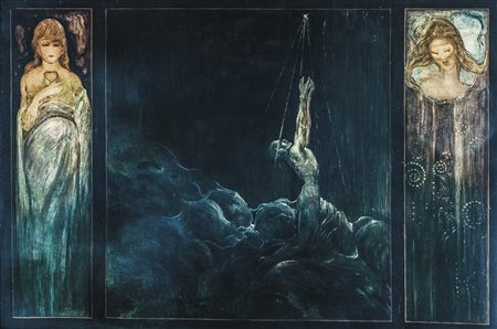 TURI STRANO Prima metà del XX secolo Allegoria del sogno Olio su tavola, 100...