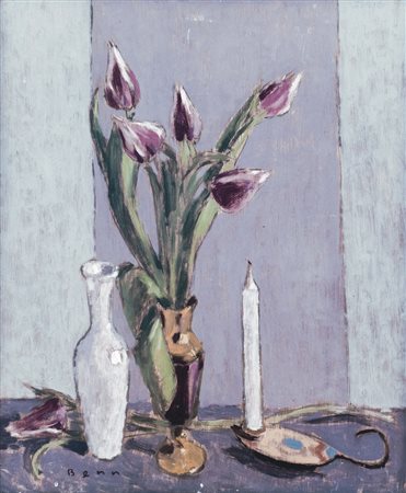 BENN (BENSION BENN) Bialystok 1905 - Parigi 1989 Tulipani viola Olio su...