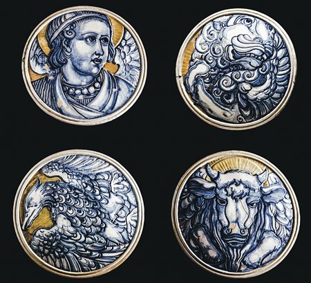 GALILEO CHINI Firenze, 1873 - 1956 Quattro placche con i simboli degli...