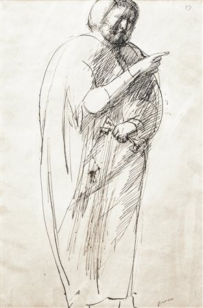 EMILIO GRECO Catania 1913 - Roma 1987 Studio per S. Pietro (al verso: Nudo...