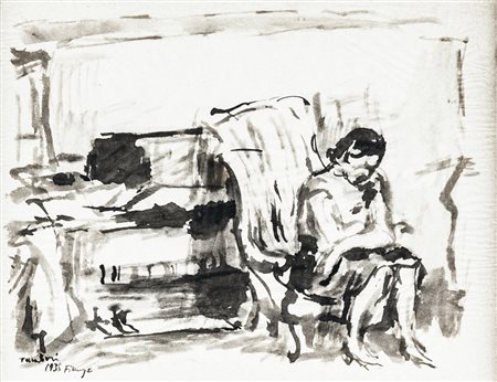 ORFEO TAMBURI Jesi 1910 - Parigi 1994 Interno con figura seduta, 1938...