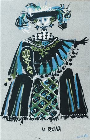 EMANUELE LUZZATI Genova 1921 – 2007 La Regina (bozzetto per costume di scena)...