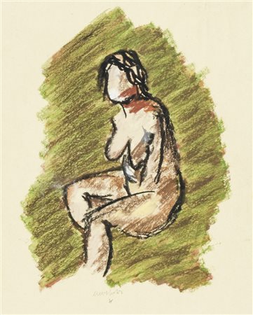 ENNIO MORLOTTI Lecco 1910 – Milano 1992 Nudo di donna Pastelli a olio su...