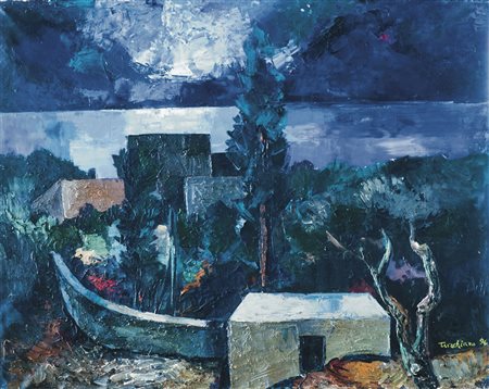 ALDO TURCHIARO Celico 1929 Paesaggio, 1996 Olio su tela, 80 x 100 cm Firma e...