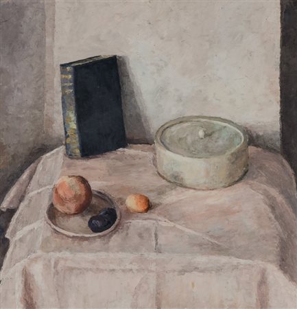 CESARINA GUALINO Casale Monferrato 1890 - Roma 1992 Natura morta con libro,...