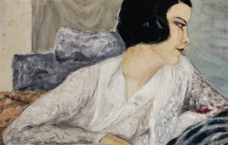 CESARINA GUALINO Casale Monferrato 1890 - Roma 1992 Ritratto femminile Olio...