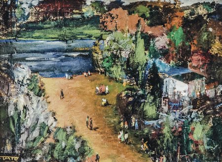 TATO Bologna 1896 – Roma 1974 Paesaggio Olio su tavoletta, 20 x 26,5 cm circa...