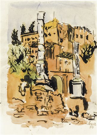 ORFEO TAMBURI Jesi 1910 - Parigi 1994 Foro Romano, 1954 Acquerello su carta,...