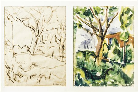 ORFEO TAMBURI Jesi 1910 - Parigi 1994 Due studi di alberi, 1943/44 Acquerelli...