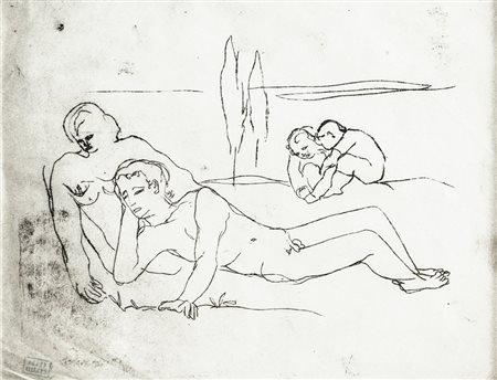 EMANUELE CAVALLI Lucera 1904 - Firenze 1981 La famiglia, 1932 China su carta,...