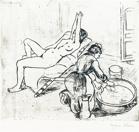 SUZANNE VALADON Bessines-sur-Gartempe 1865 - Parigi 1938 Adèle préparant le...