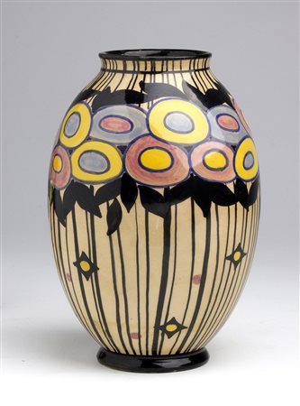 S.I.P.L.A. - ROMA Vasetto con decoro a fiori, 1920 circa Ceramica policroma,...